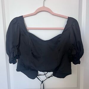 H&M Black Satin Blouse